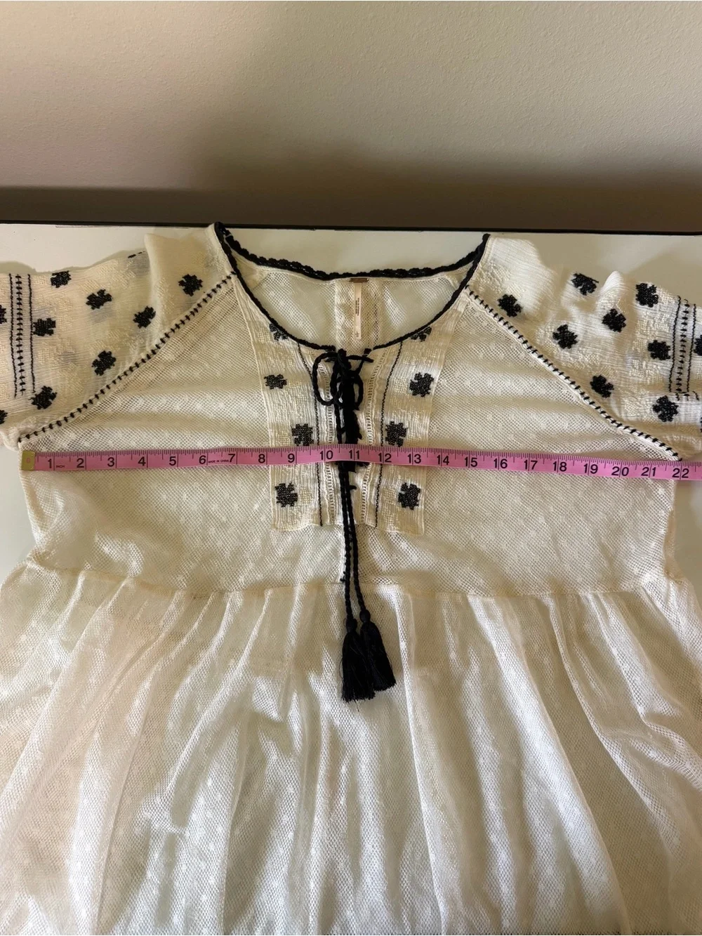 Free People Flowy Sheer Tunic with Embroidered Accents